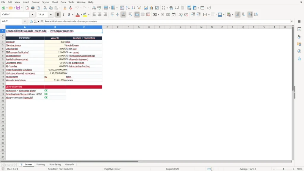 Invoer – Ertragswertverfahren Excel – Vorlage (2026)