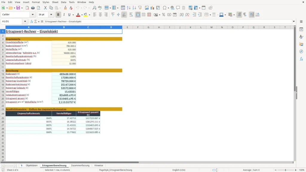 Ertragswertberechnung – Ertragswertverfahren Rechner Excel – Vorlage (2026)