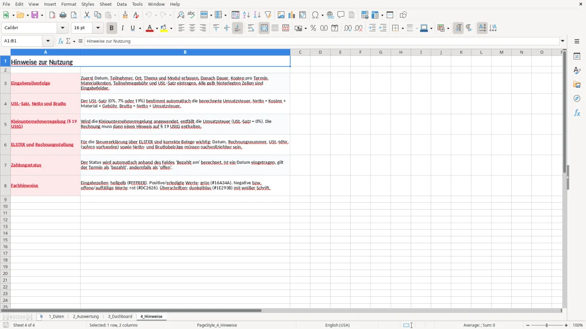 Screenshot 4: Arbeitsblatt 4_Hinweise - Excel-Vorlage lerngruppe steuer excel