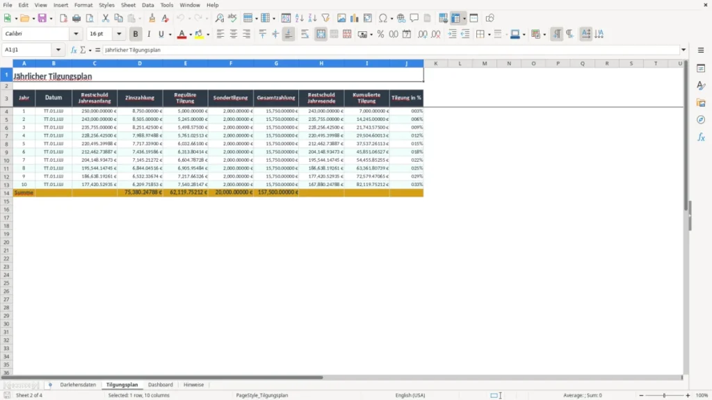 Tilgungsplan – Tilgungsplan Excel – Kostenlose Vorlage (2026)