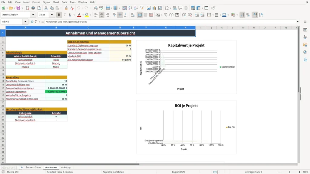 Annahmen – Business Case Excel – Kostenlose Vorlage (2026)