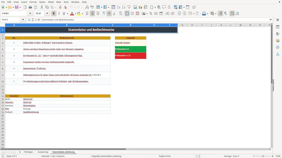 Screenshot 3: Arbeitsblatt Stammdaten_Anleitung - Excel-Vorlage toleranzrechner excel