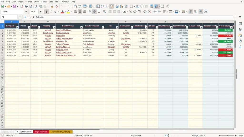 Zahlprotokoll – Zahlprotokoll Kasse Excel – Kostenlose Vorlage (2026)